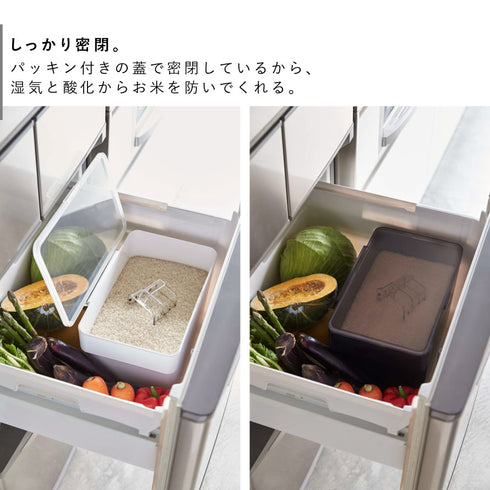 密閉 シンク下米びつ タワー 5kg 計量カップ付.|s3